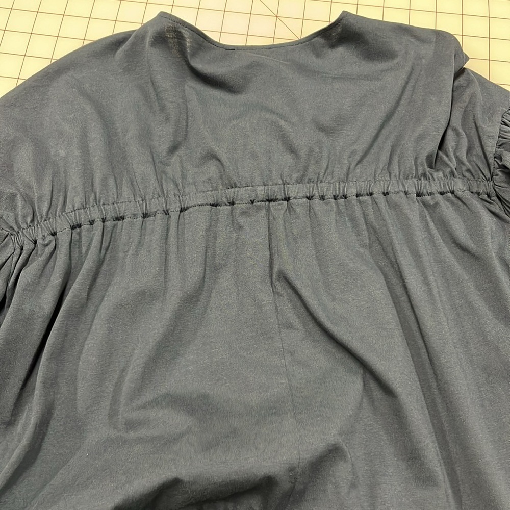 ASOS Peasant Tiered Oversized V-Neck Drawstring Chest 3/4 SLV Navy Mini 6 Tall - Picture 6 of 15
